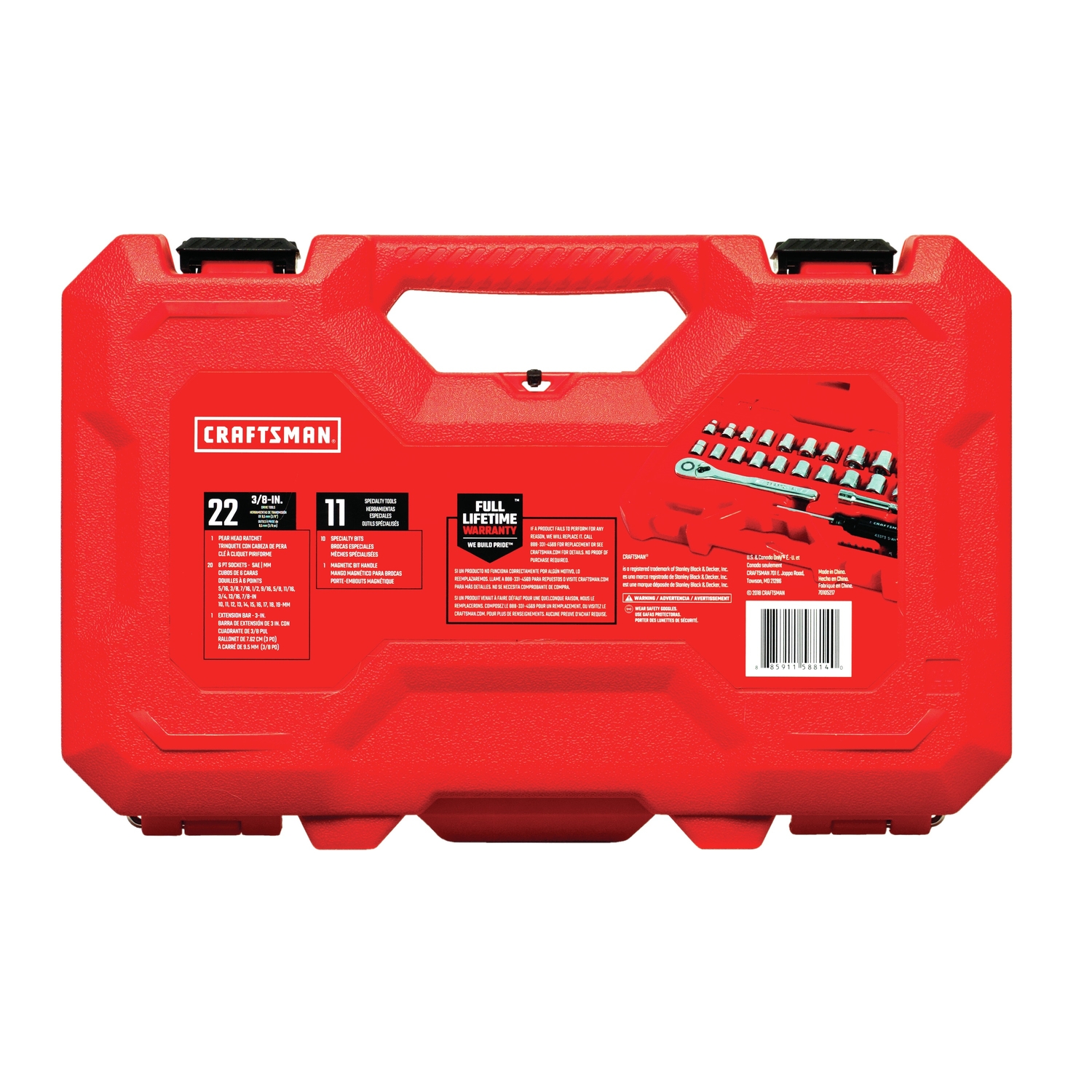 Craftsman 3/8 in. drive Metric and SAE 6 Point Mechanic\u0027s Tool Set 33 pc