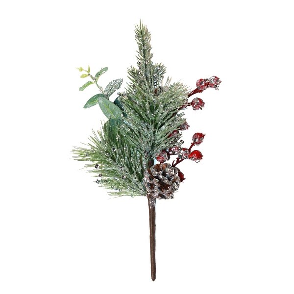 14 Christmas Icy Cone Berry Pine Pick，Set of 3