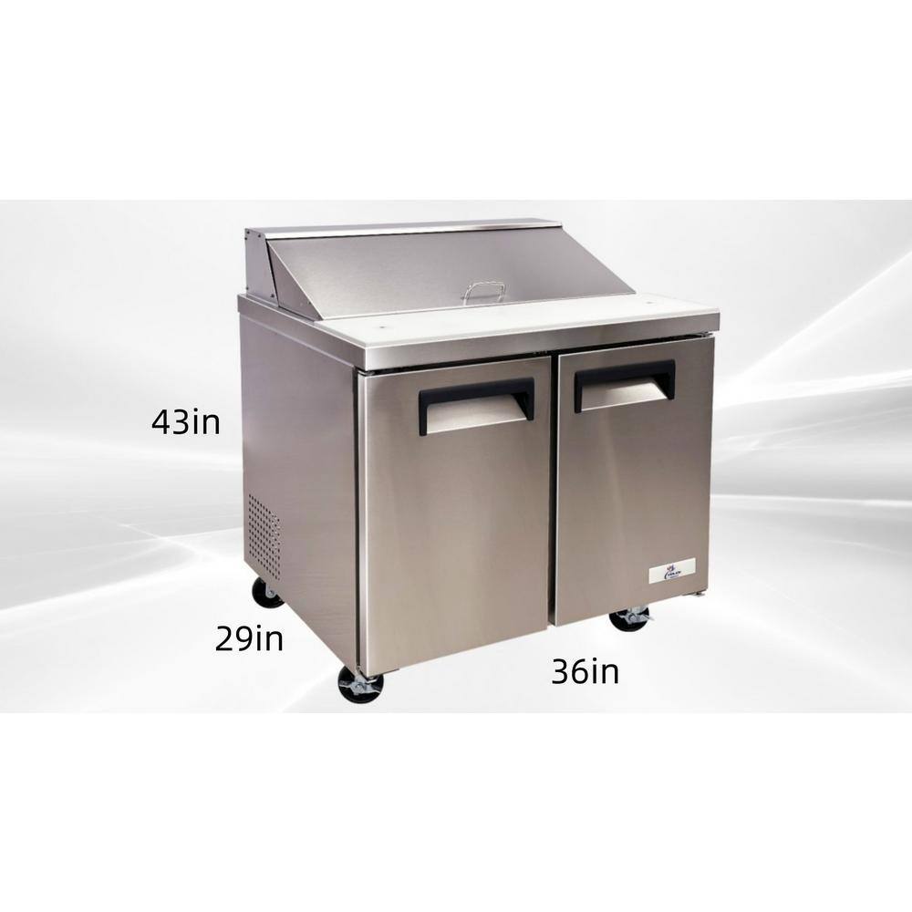 Cooler Depot 36 in. W 7.8 cu. ft. Commercial Mega Food Prep Table Refrigerator Cooler in Stainless Steel DXXXSP36