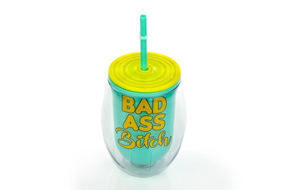 Just Funky Bad Ass Bitch Plastic Wine Tumbler Cup ...