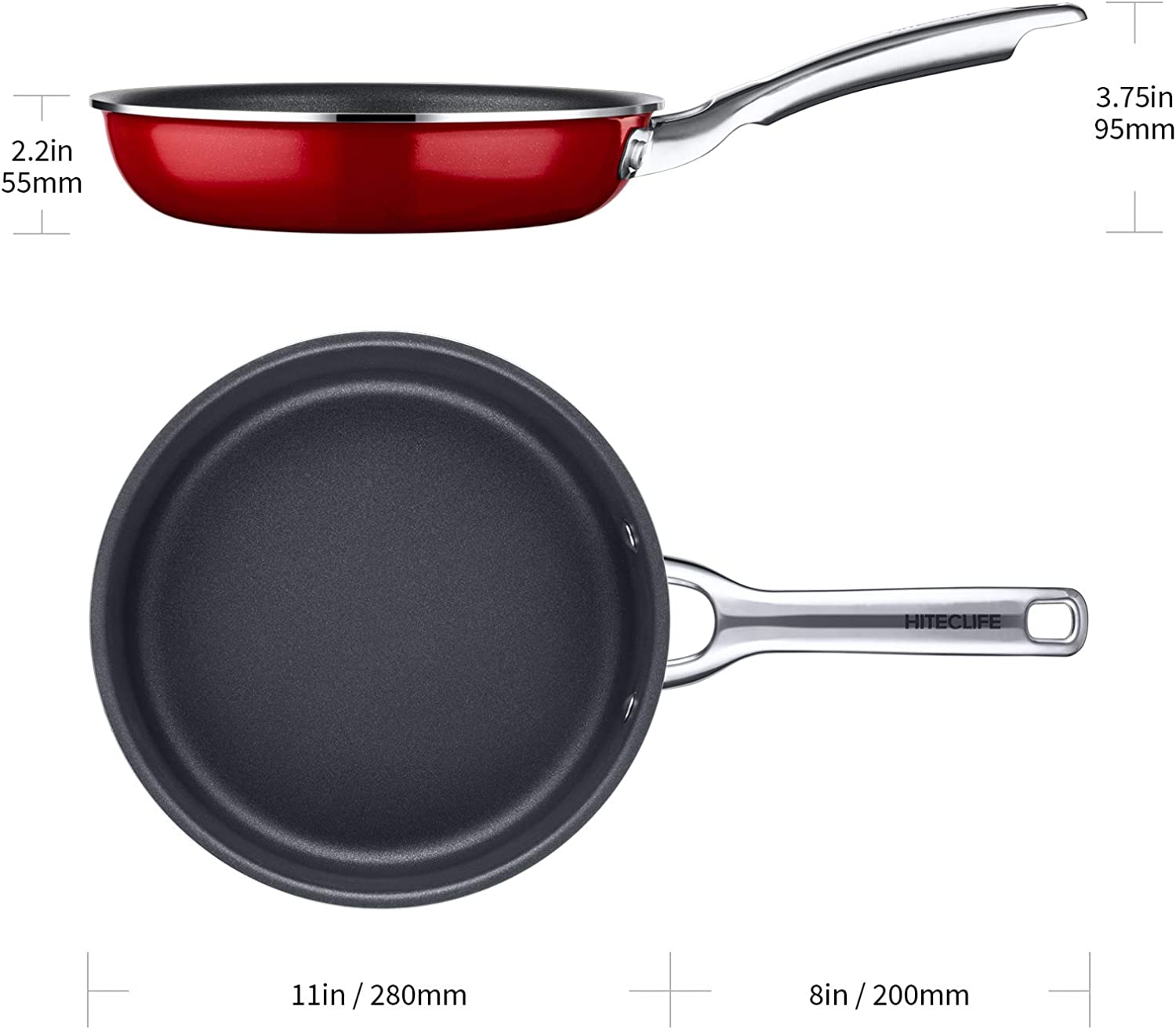 Nonstick Frying Pan with Ergonomic Stainless Steel Handle