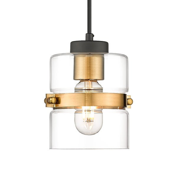 Modern Industrial Mini Pendant Light for Kitchen Island with Clear Glass Shade - 1-Light