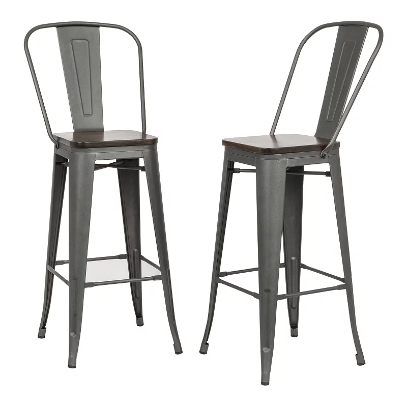 Ash 30 In. Wood Seat Stool Set 2-Piece