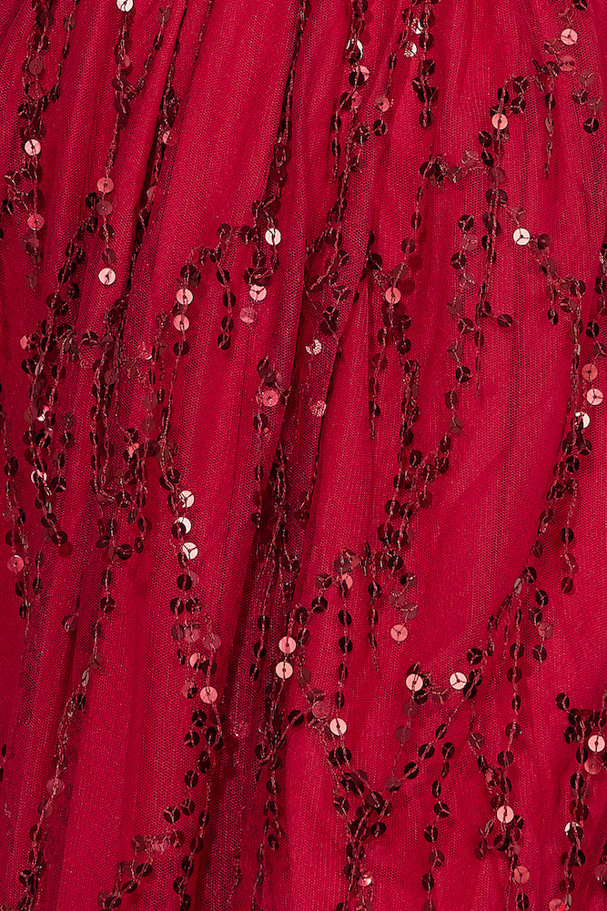 Blooming Season Sequin Maxi Dress Red