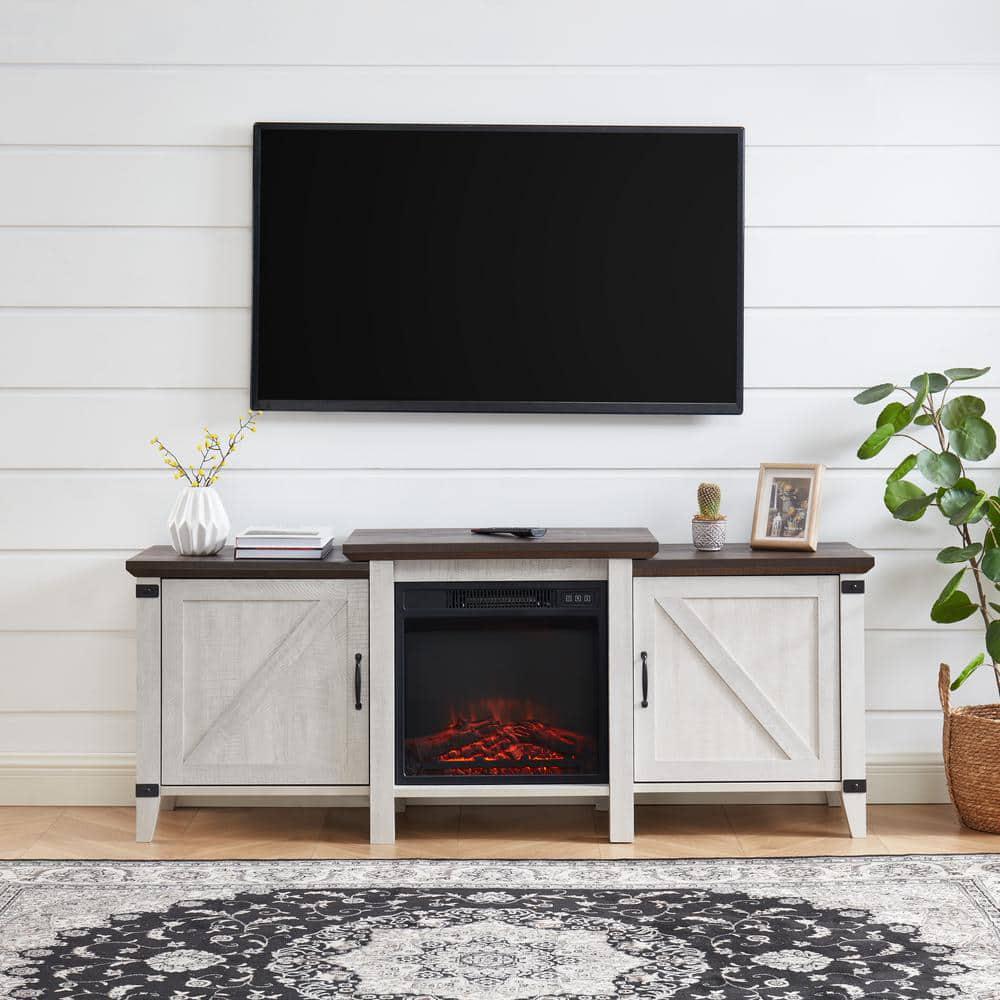 EDYO LIVING 63 in Freestanding Wooden Electric Fireplace TV Stand in Grey