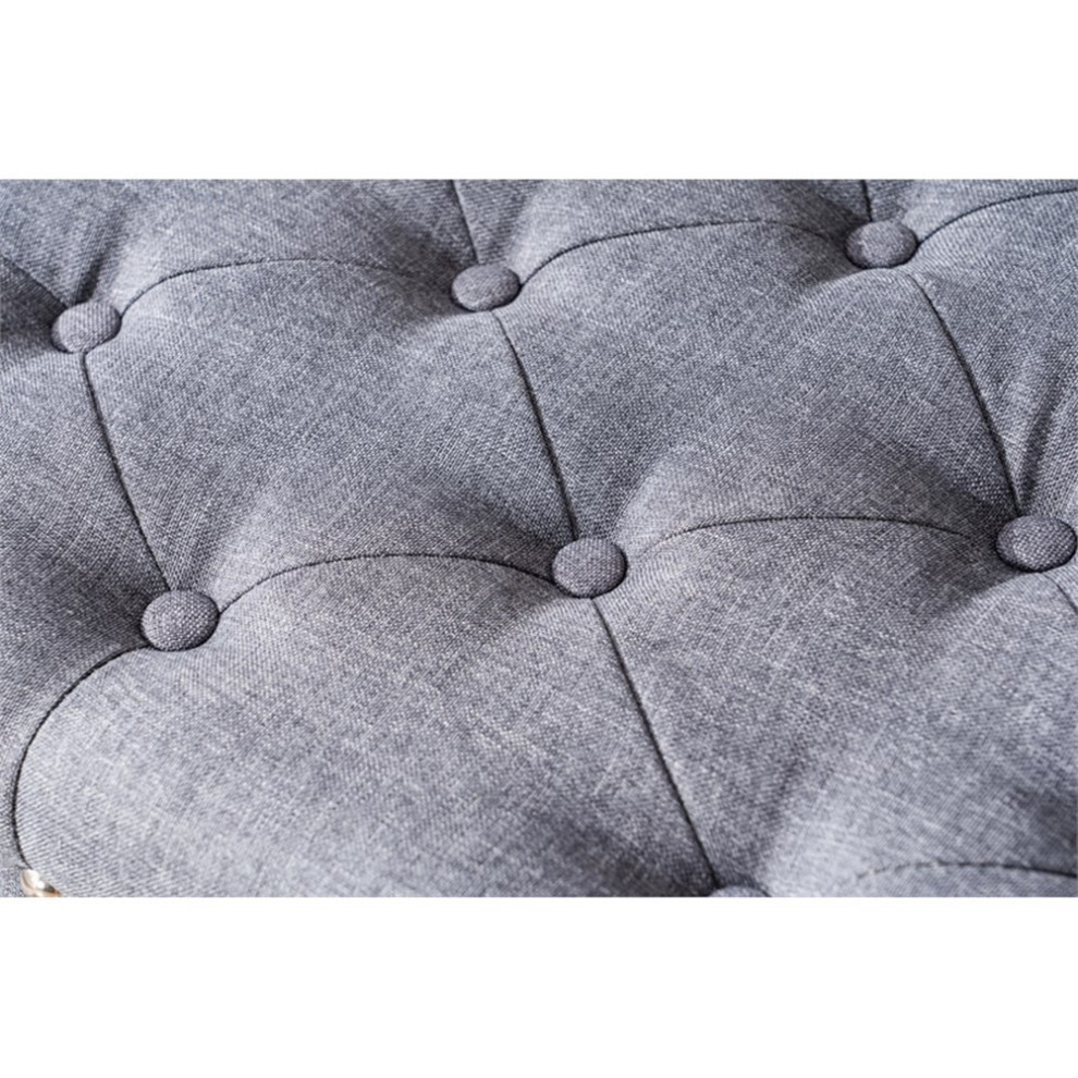 Legend Vansen Tufted Modern Fabric Storage Ottoman with Nailhead Trim in Gray   Transitional   Footstools And Ottomans   by Homesquare  Houzz