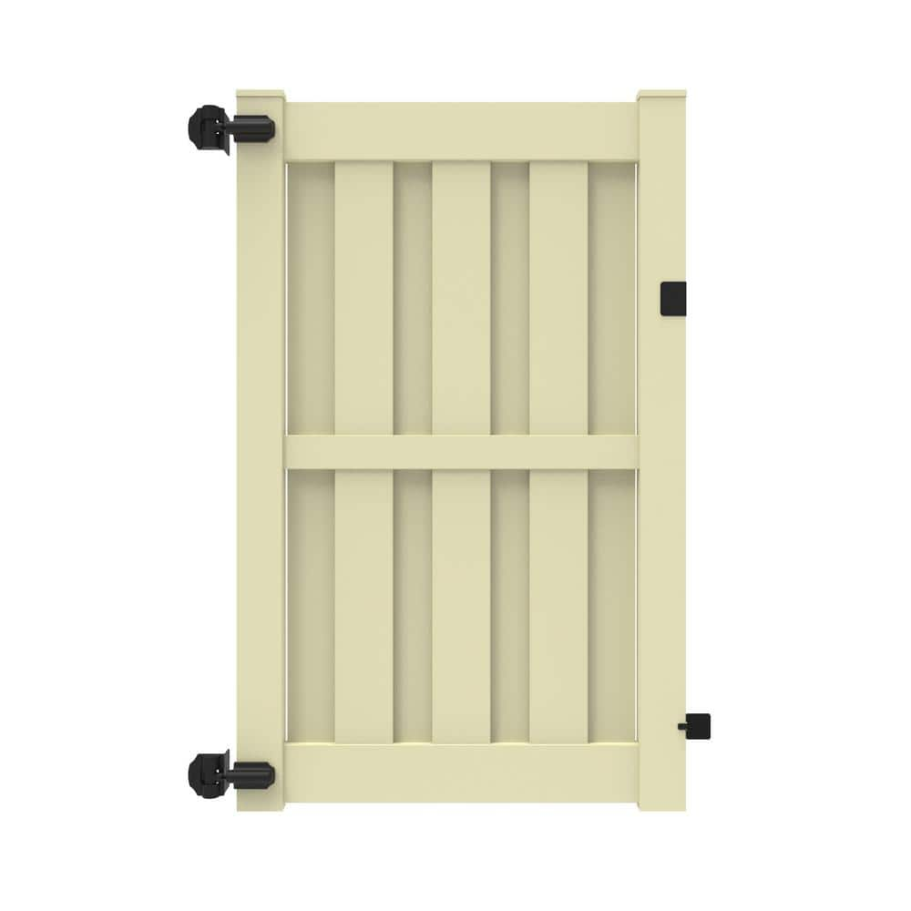 Barrette Outdoor Living Palisade 4 ft. x 6 ft. Sand Vinyl Shadowbox Fence Gate Kit 73045699