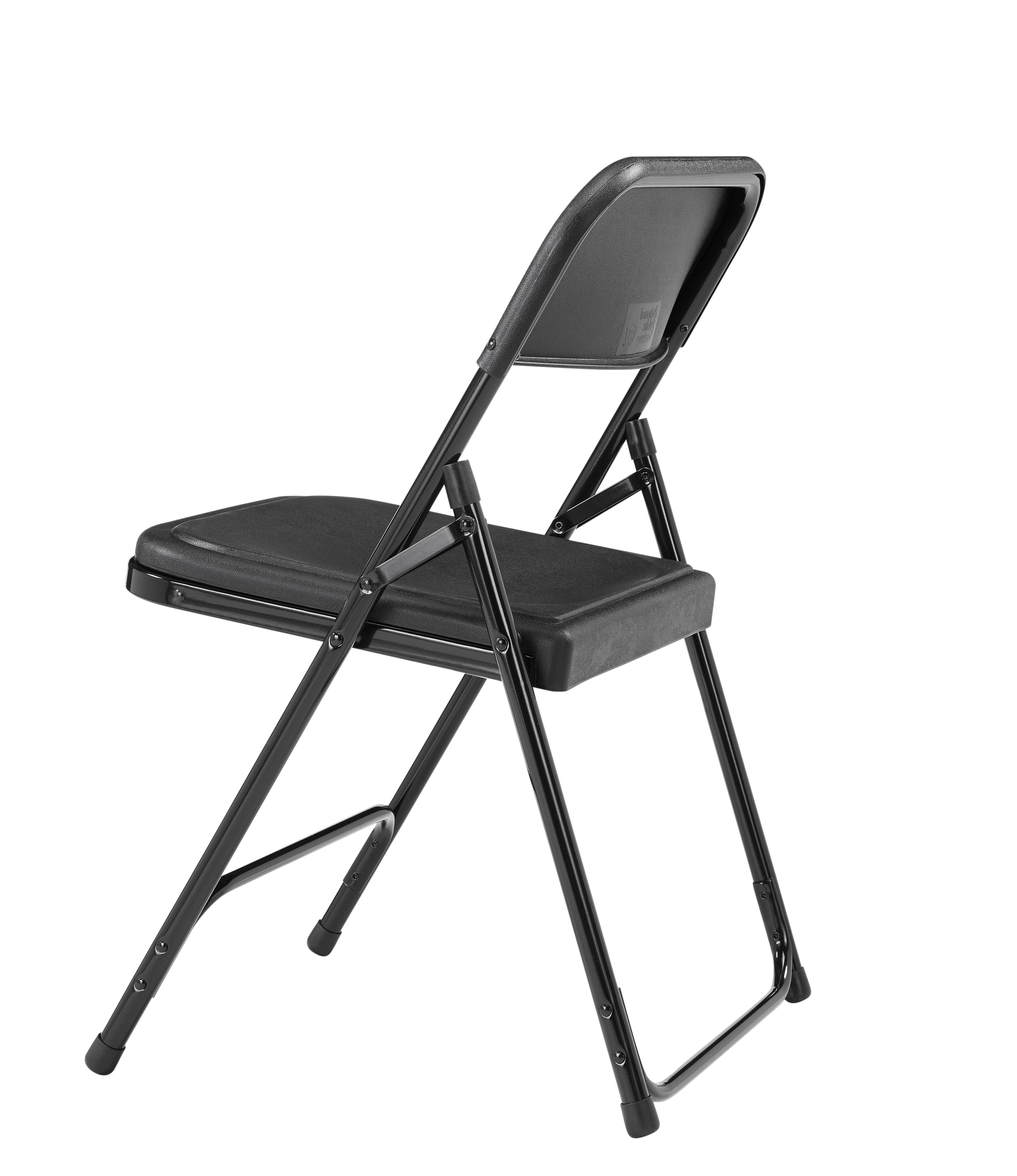 National Public Seating Plastic Folding Chairs (4 Pack), Black