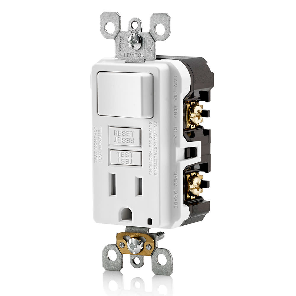 Leviton SmartlockPro GFCI Outlet 15A 125V White NEMA 5-15R ;