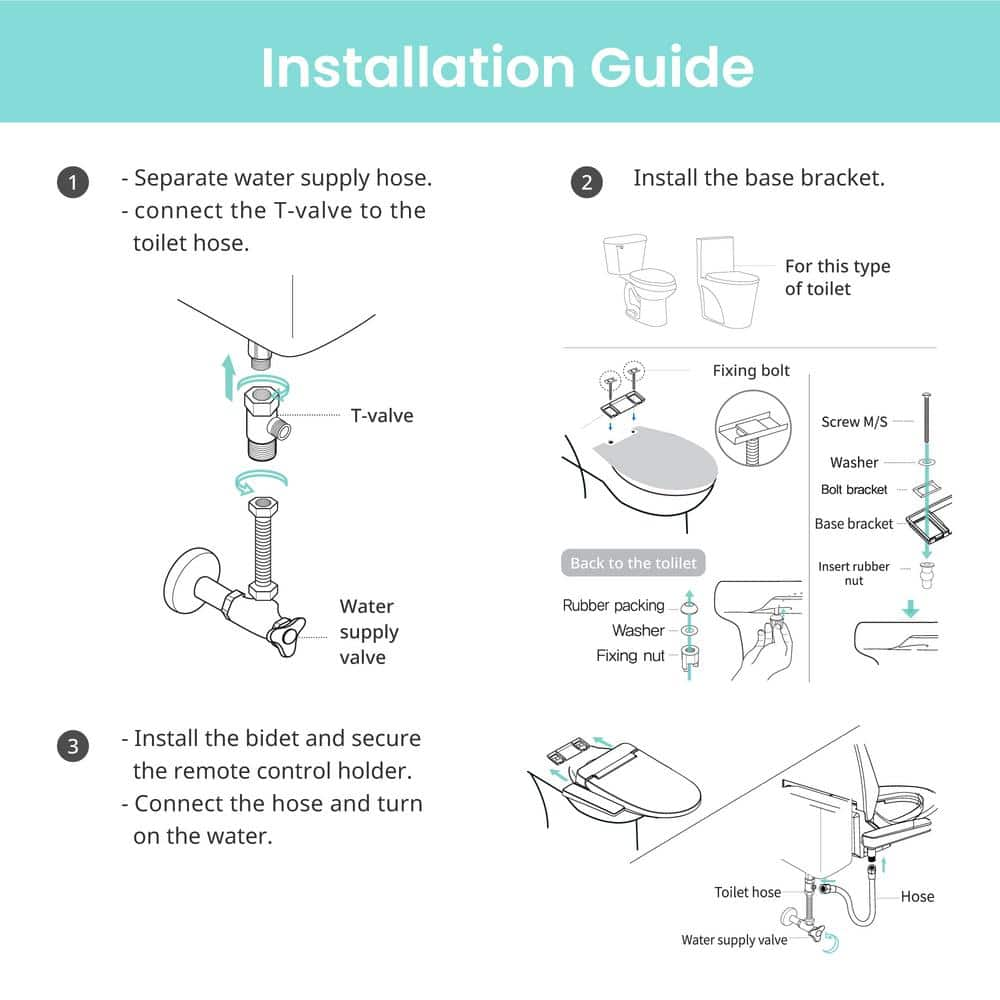 VOVO Stylement Electric Smart Bidet Seat for Elongated Toilet in White Remote Stainless Nozzle UVA LED Sterilization