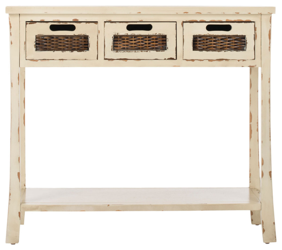 Mattie 3 Drawer Console Vintage Cream   Tropical   Console Tables   by Peachtree Fine Furniture  Houzz