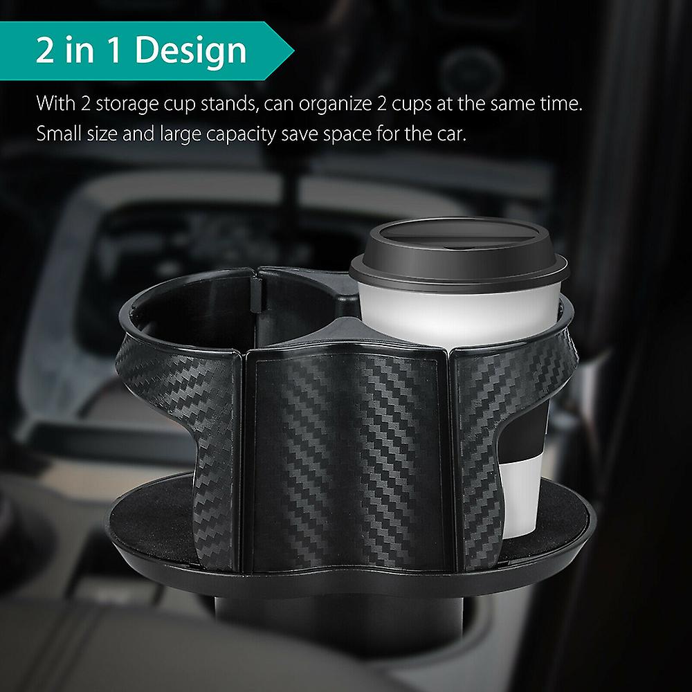 Portable Large Capacity Detachable Carbon Fibre Vehicle-mounted Two-in-one Cup Holder With Anti-slip Sponge Mat