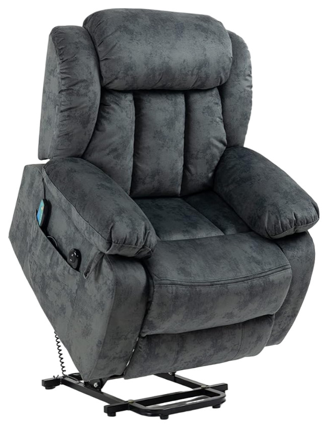 Electric Power Lift Recliner  Tufted Massager Heater Seat  ampUSB Ports   Modern   Recliner Chairs   by Decor Love  Houzz