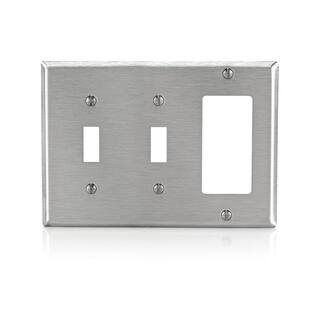 Leviton Stainless Steel 3-Gang 2-Toggle1-DecoratorRocker Wall Plate (1-Pack) 84421-40