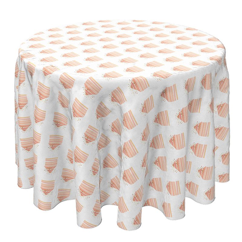 Round Tablecloth， 100% Cotton， 60 Round， Sweet Abstract Design