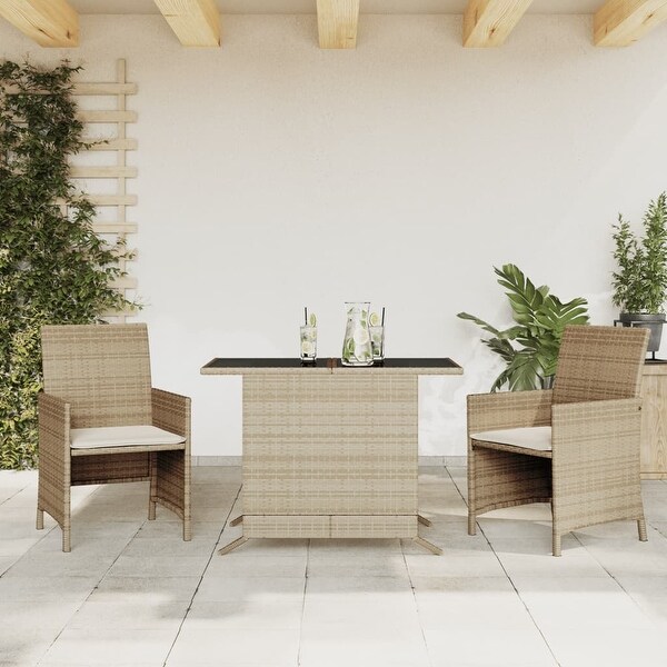 vidaXL 3 Piece Bistro Set with Cushions Poly Rattan