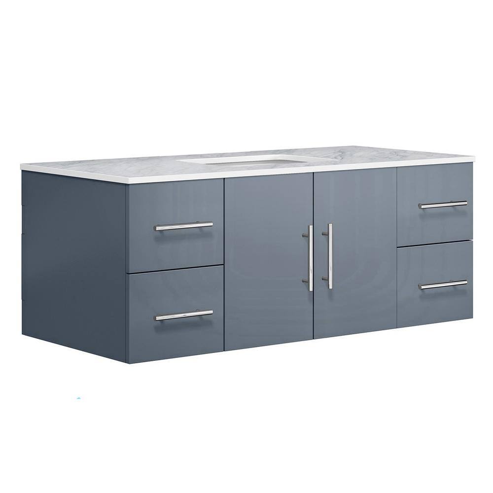 Lexora Geneva 48 in. W x 22 in. D Dark Grey Bath Vanity and Carrara Marble Top LG192248DBDS000