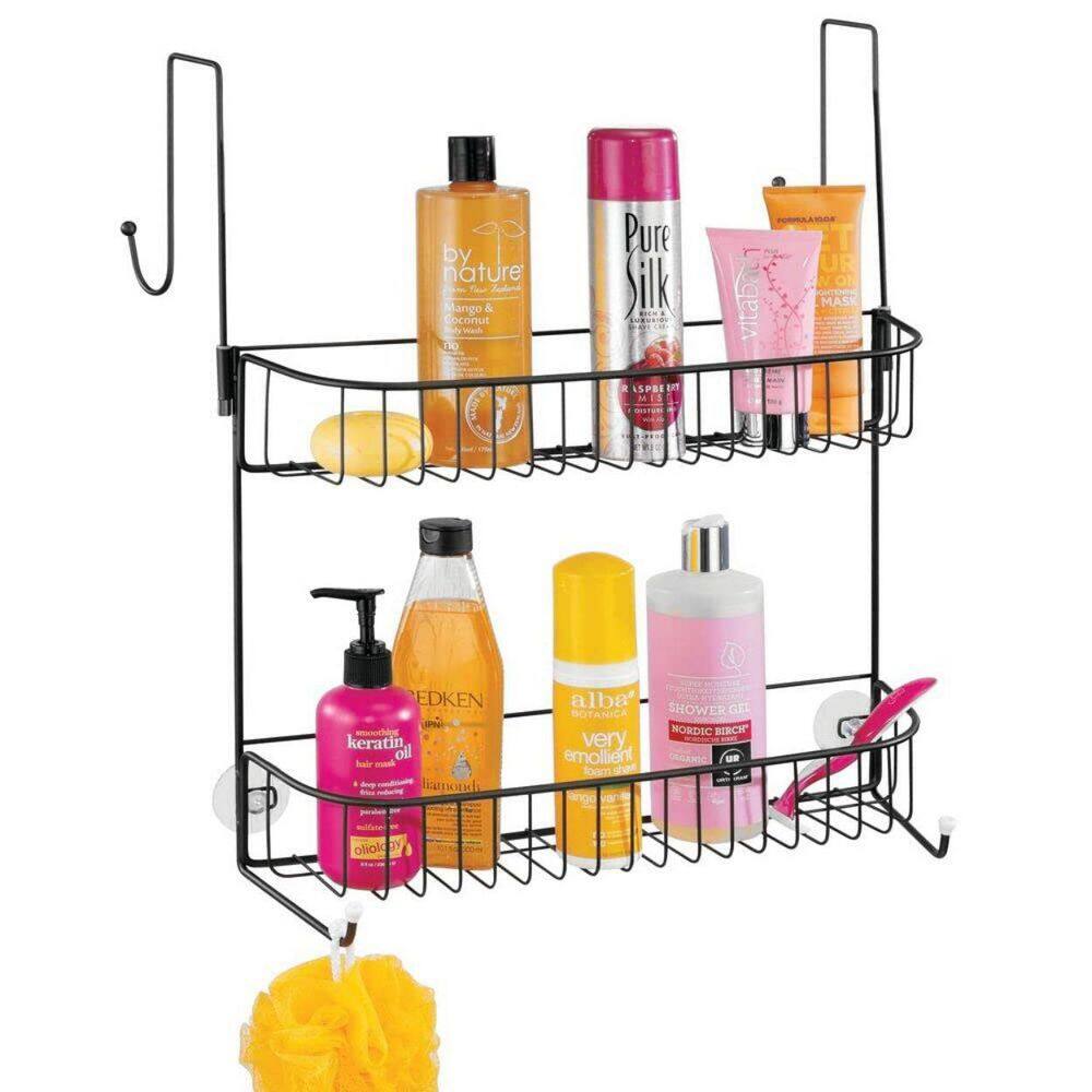 Dracelo Black Extra Wide Metal Wire Over The Bathroom Shower Door Caddy Hanging Storage Organizer B07MDYTTY6