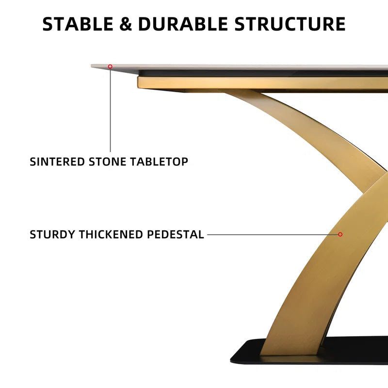 YITAHOME 55.2inch Modern Dining Table, Rectangle White Marble Top and X-Shaped Pedestal, for Kitchen, Dining & Living Room