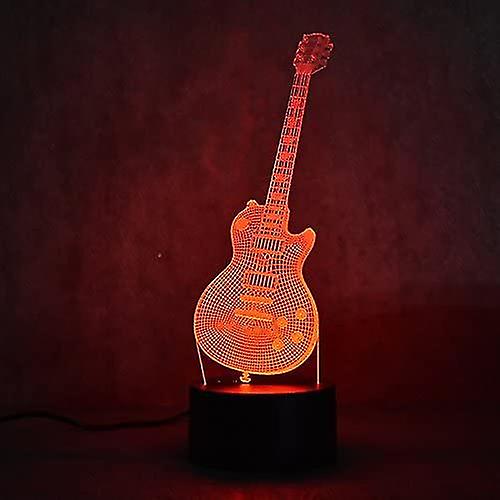 3d Music Electric Bass Guitar Night Light Lamp Usb Touch Switch Decor Table Desk Optical Illusion Lamps 7 Color Changing Lights Led Table Lamp Xm