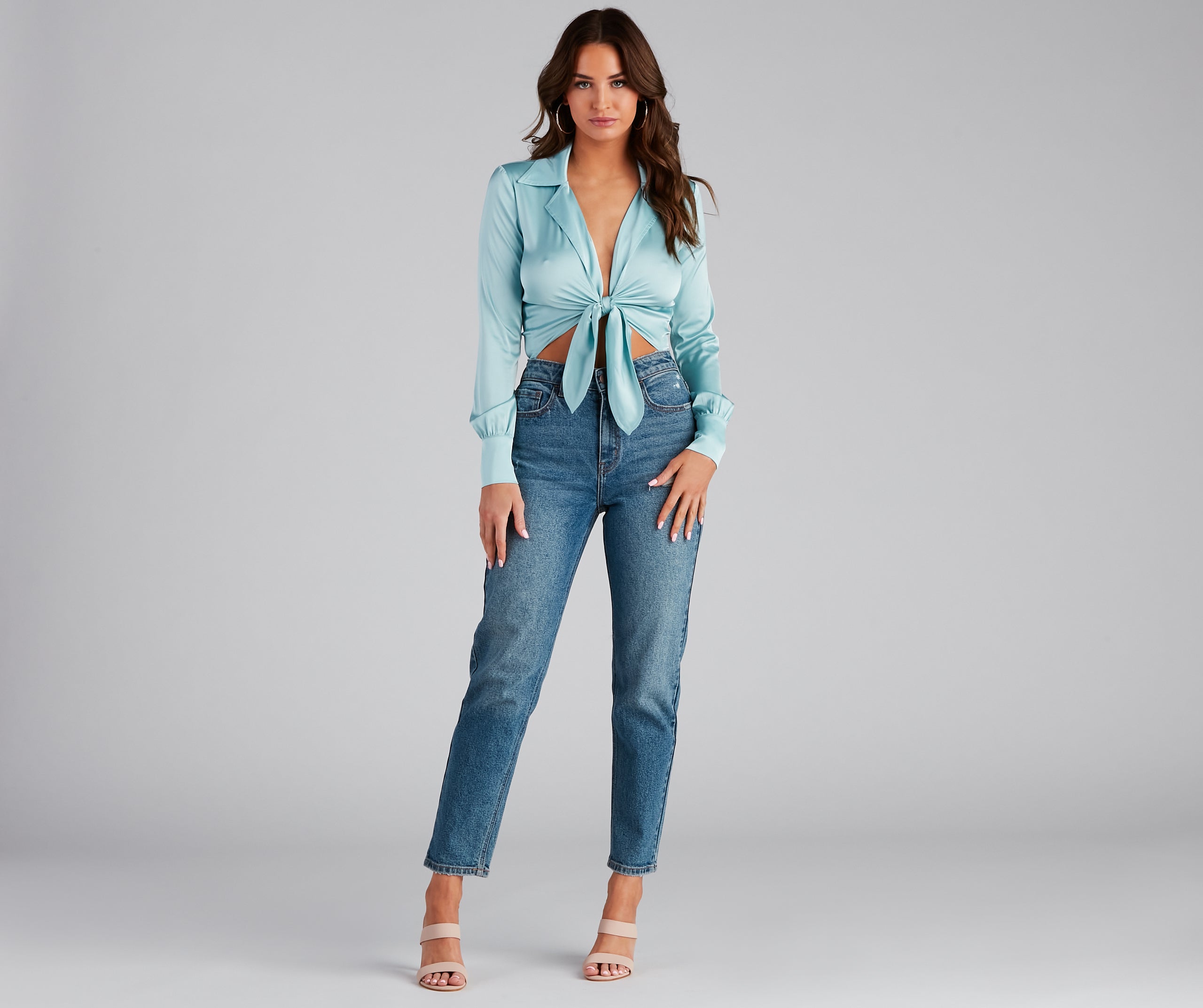 Satin Chic Tie-Front Bodysuit