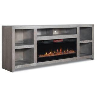 Bridgevine Home 85 in. Fully Assembled Driftwood TV Stand with Electric Fireplace Fits TV's up to 85 in. DW5410.DFW