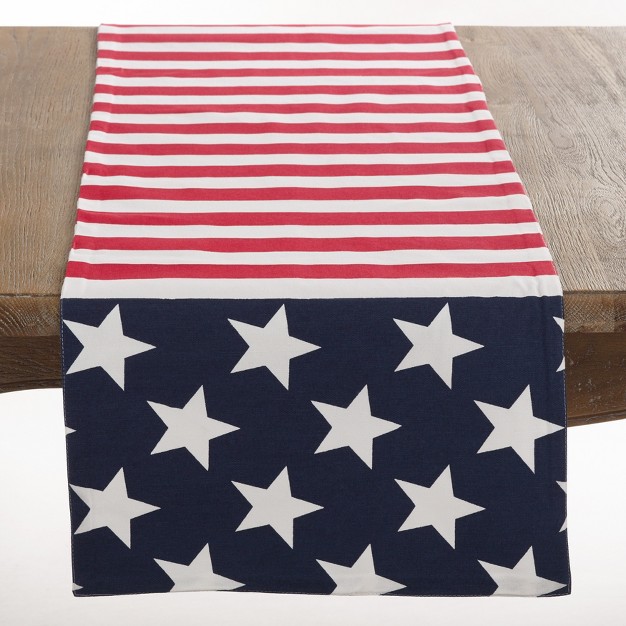 Saro Lifestyle Cotton Table Runner With American Flag Design