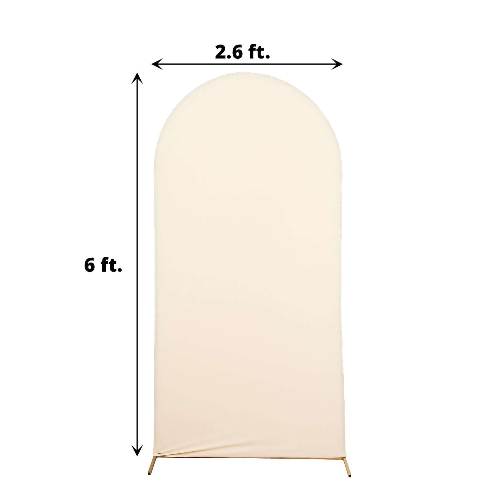 Matte Beige Spandex Fitted Wedding Arch Cover For Round Top Chiara Backdrop Stand 6ft