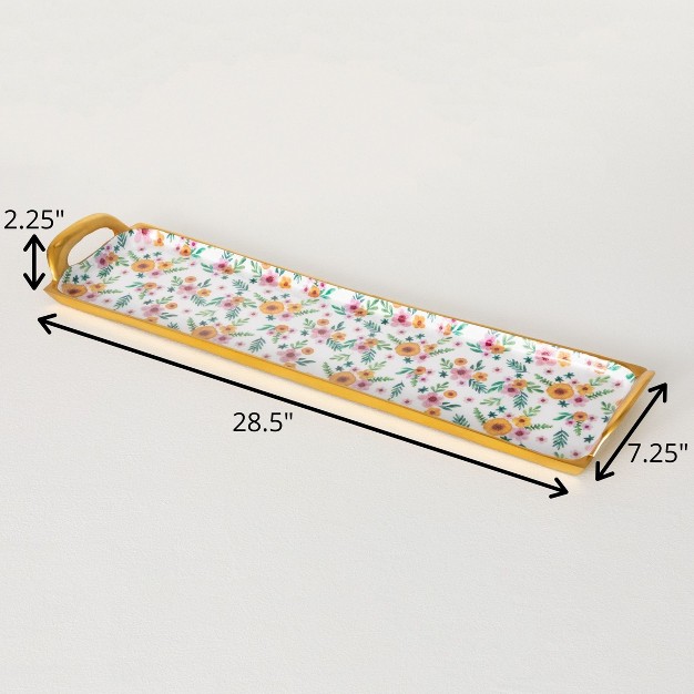 2 25 quot h Sullivans Floral Long Metal Serving Tray Multicolored