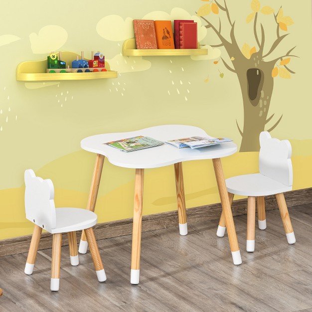 Onesstop  Kids Table And Chair Set For Arts Meals Lightweight Wooden Homework Activity Center Toddlers Age 3 White