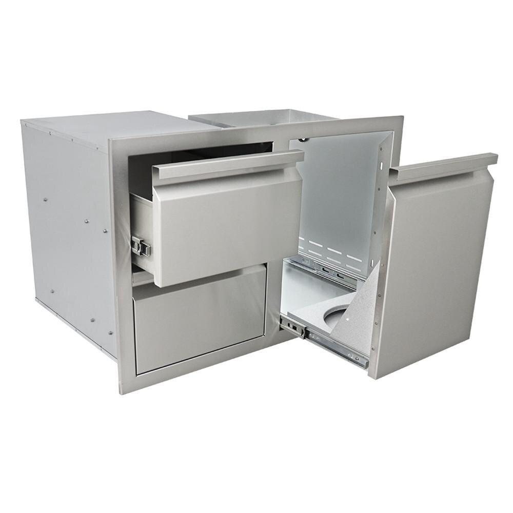 RCS Valiant Series 30-Inch Stainless Steel Enclosed Double Storage Drawer and Propane Drawer Combo