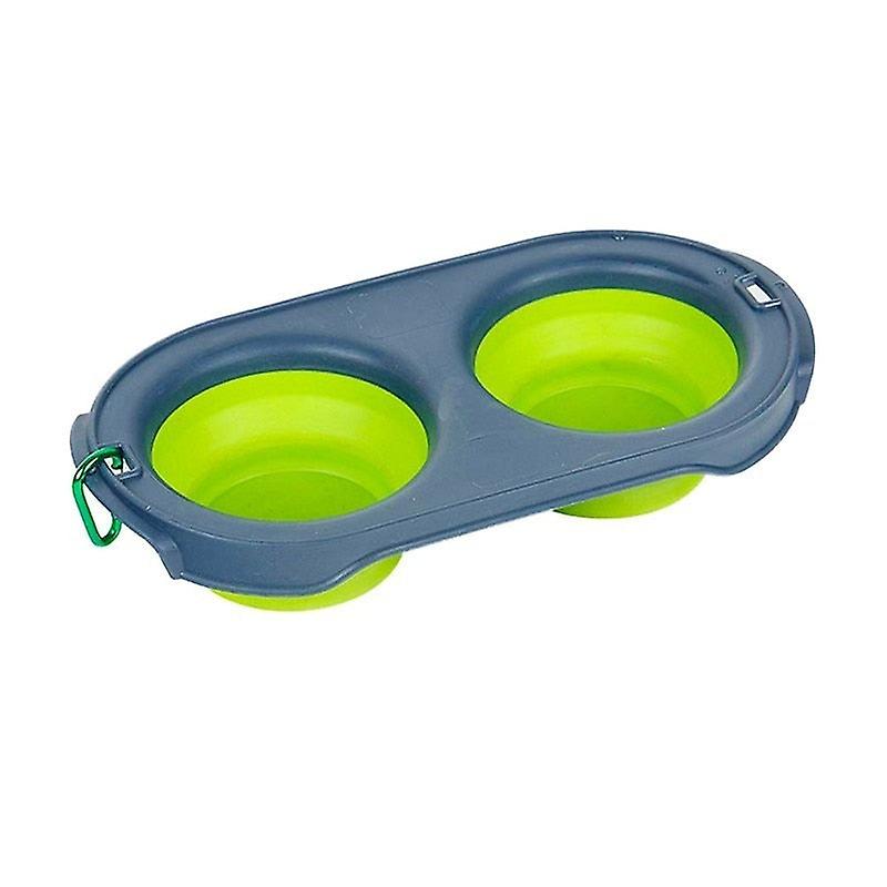 Silicone double collapsible dog bowl