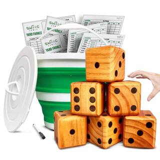 SWOOC Yardzee  Yardkle Giant Yard Dice with Collapsible Bucket (6 Dice Set) WO-QFUG-5V6M