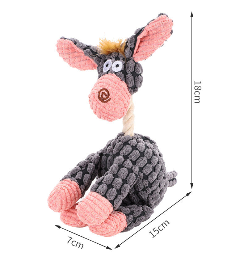 Pet Squeaky Plush Dog Toys with Donkey Shape Durable Dog Toys Chew Toys for Small Medium Large Dog