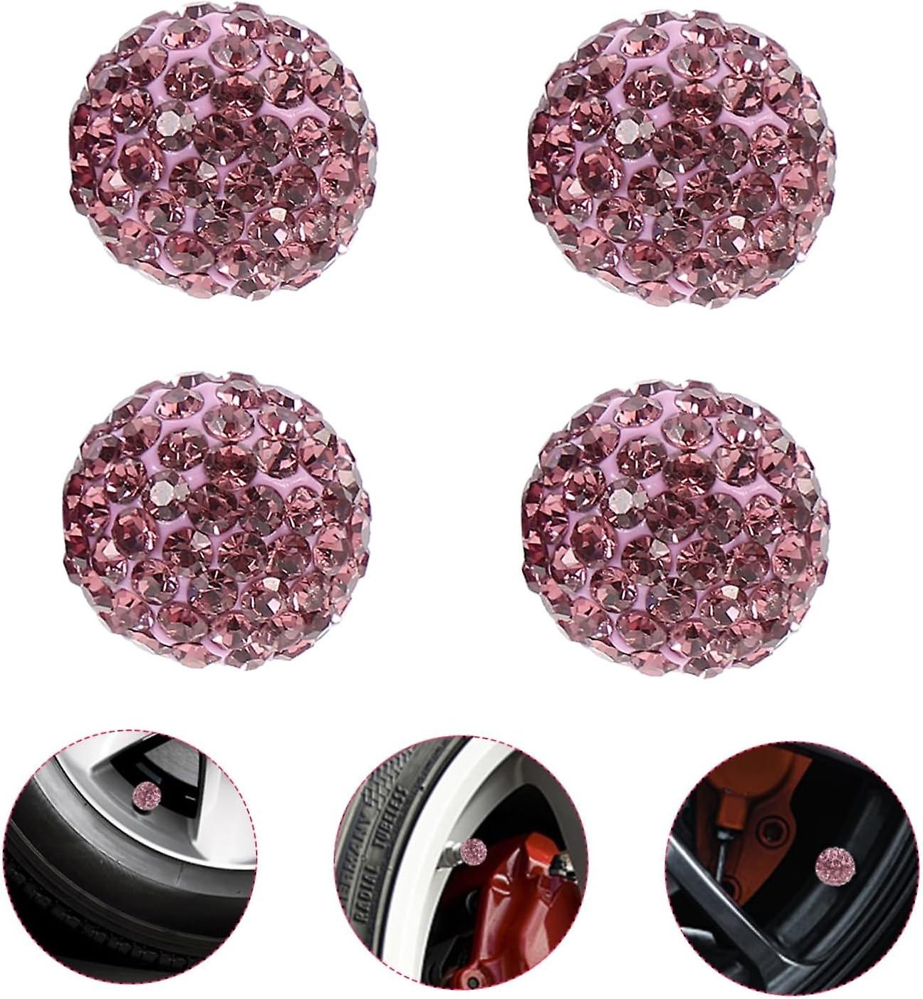 European and American Purple Rhinestone Tire Caps and Closet Door Knobs Set - 4pcs