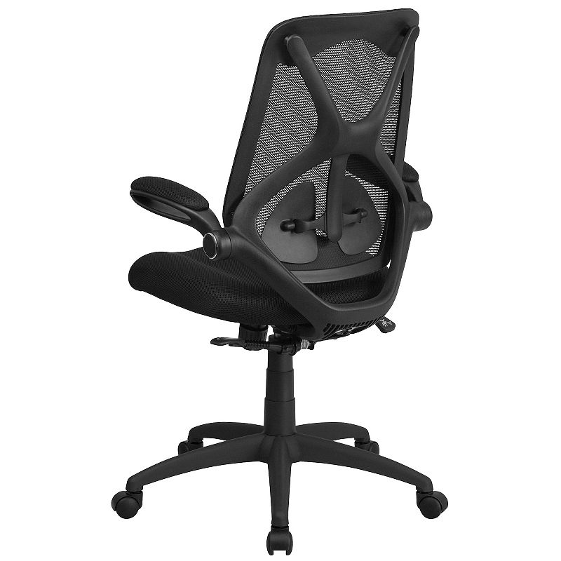 Emma and Oliver High Back Black Mesh 2-Paddle Ergonomic Office Chair Adjustable Lumbar， Arms