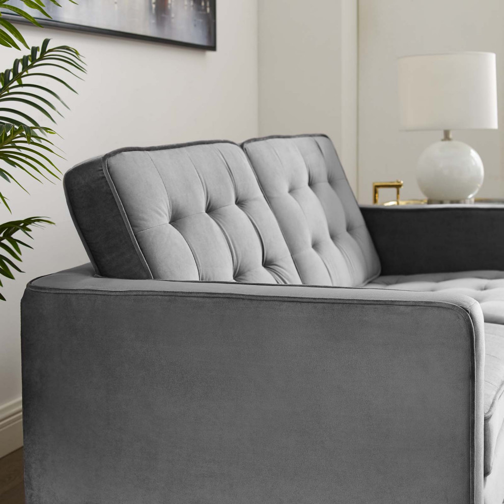 Loft Gold Stainless Steel Leg Performance Velvet Loveseat   Contemporary   Loveseats   by Simple Relax  Houzz