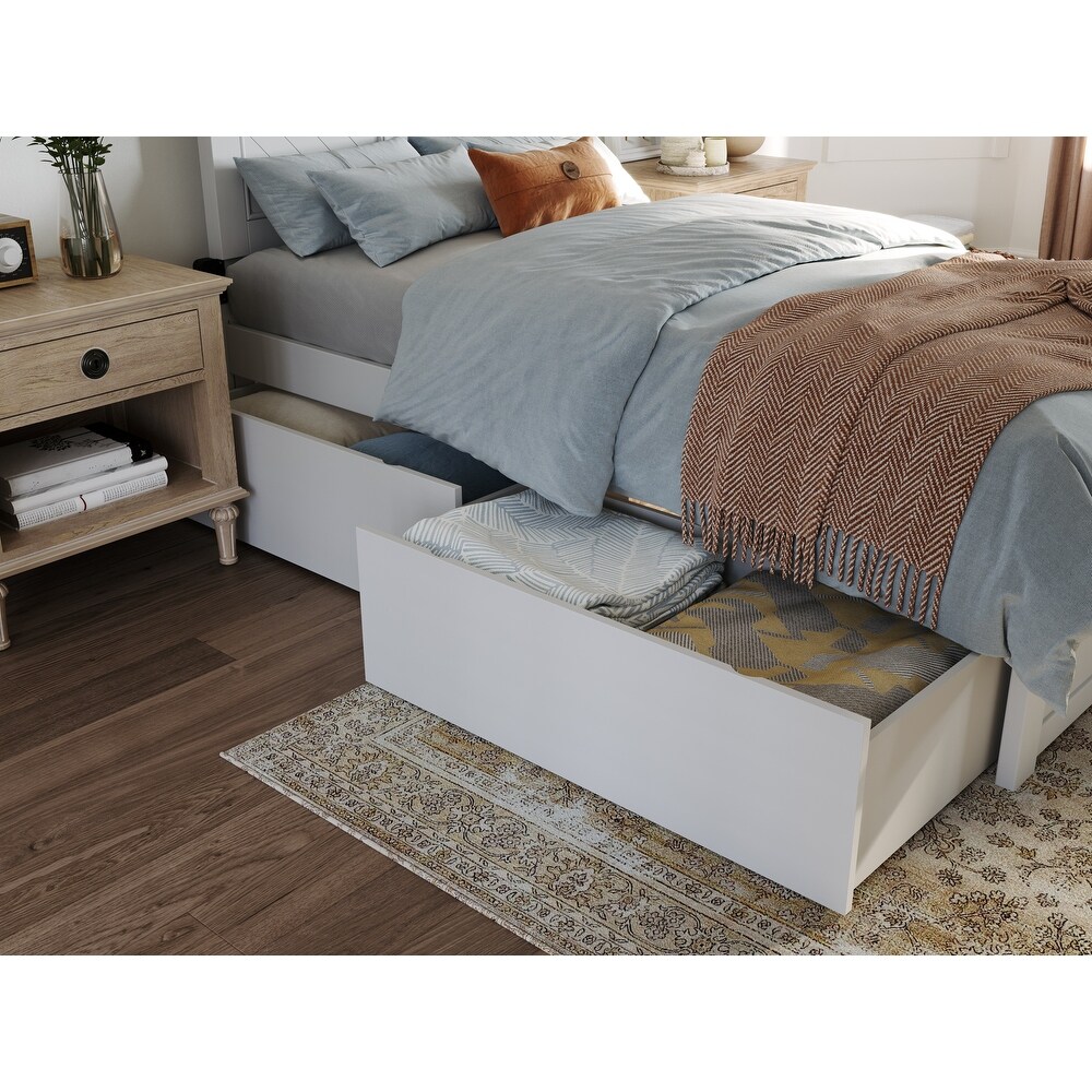 AFI Canyon Twin XL Platform Bed with Footboard   2 Drawers in White