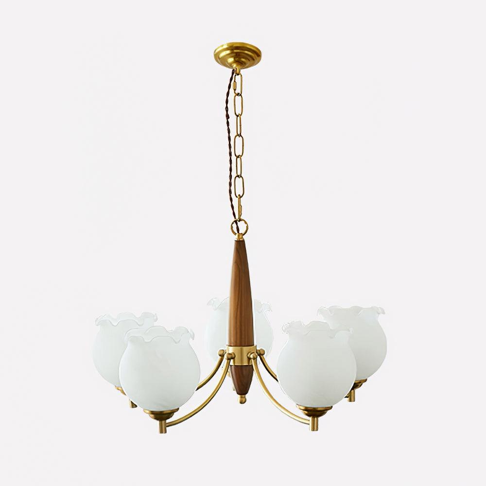 Tulips Glass Wood Chandelier