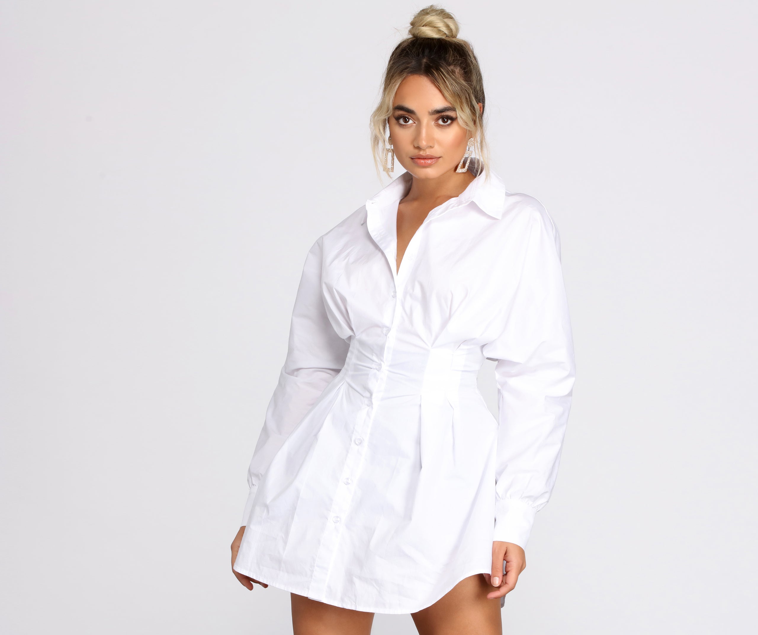 Collared Button Down Shirt Dress