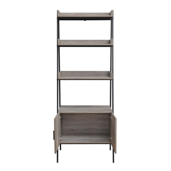 Acme Zakwani Bookshelf  Rustic Oak   Black Finish