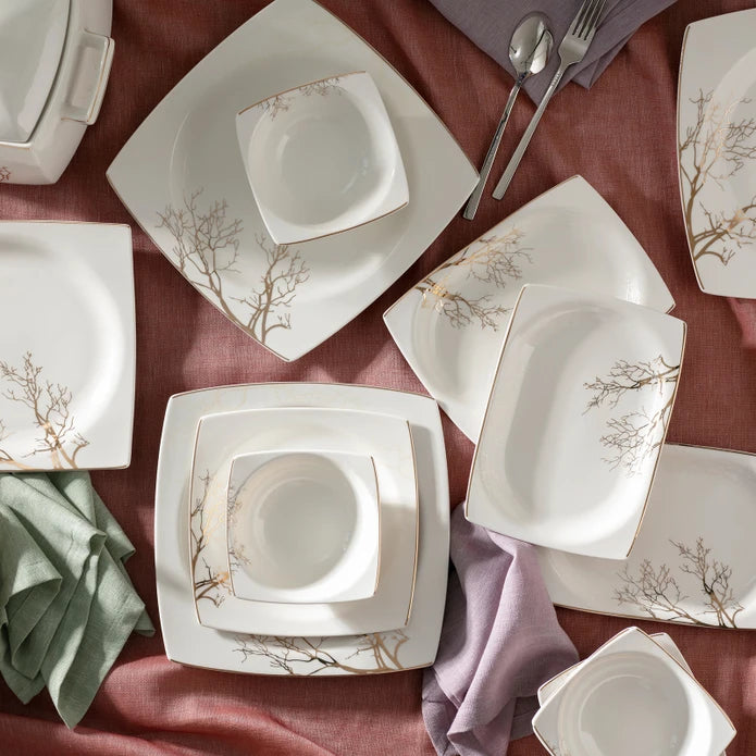 Karaca Autumn Fine Cream 60 Pieces Dinner Set For 12 People Square 153.03.07.6209