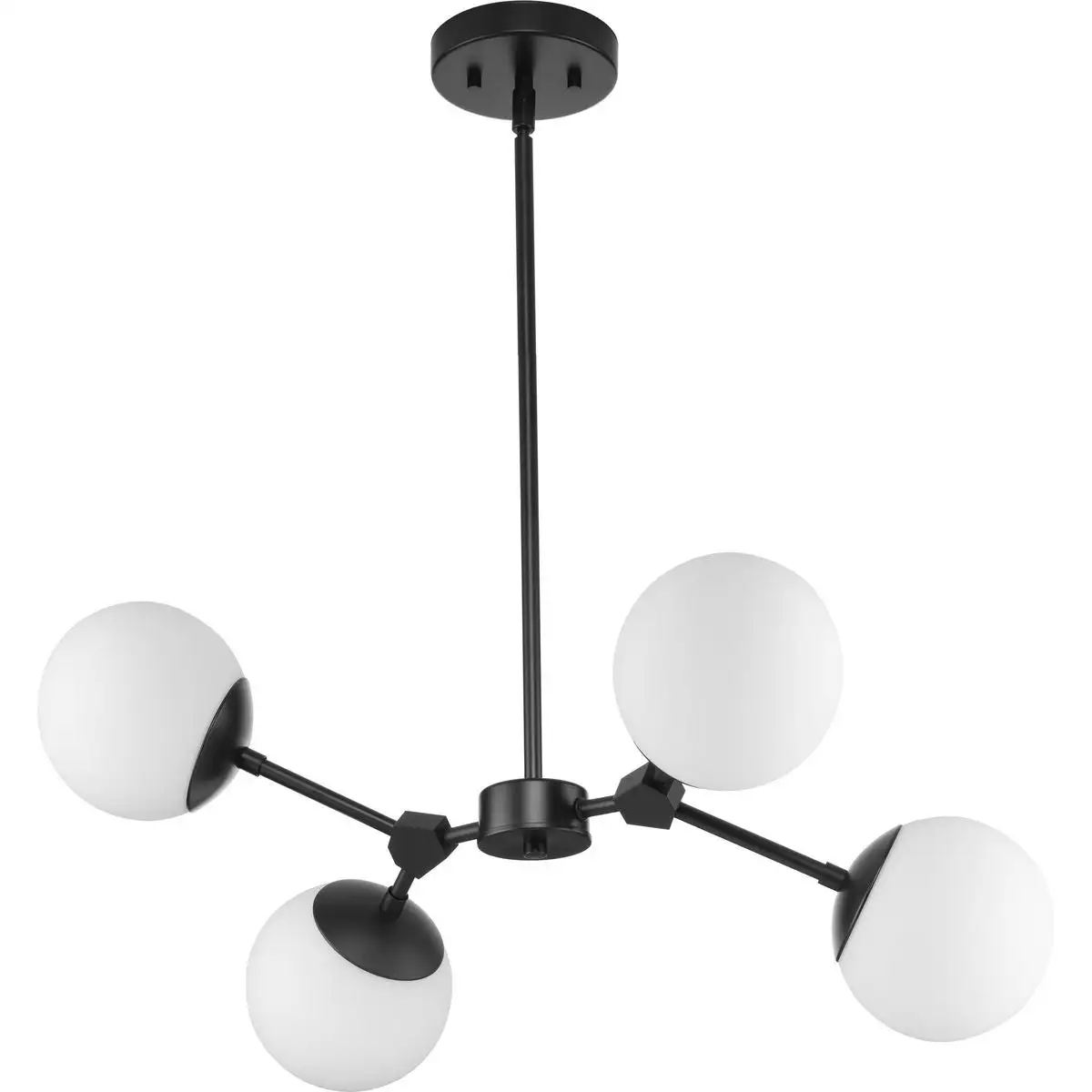 Haas Collection Four-Light Matte Black Mid-Century Modern Chandelier - 26.25 in x 16.5 in x 12 in Shopping - The Best Deals on Chandeliers