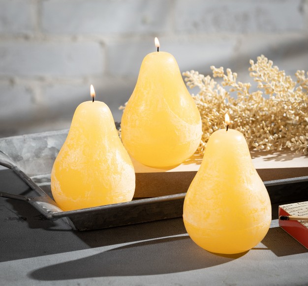 Pale Yellow Pear Candles Set Of 3