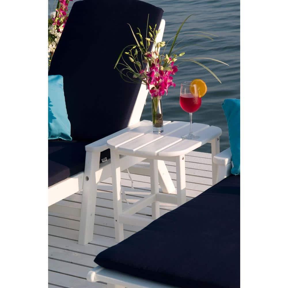 POLYWOOD Nautical Slate Grey Stackable Plastic Outdoor Patio Chaise Lounge