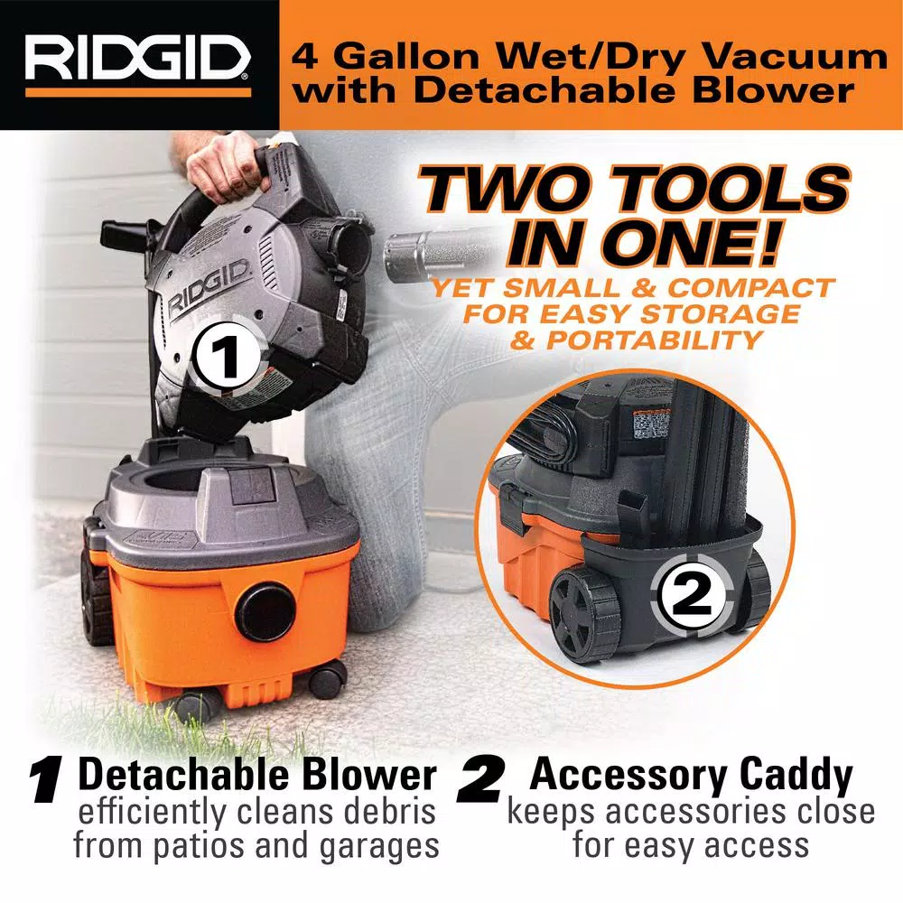 RIDGID 4 Gal. 6.0-Peak HP Wet Dry Vac with Detachable Blower and#8211; XDC Depot