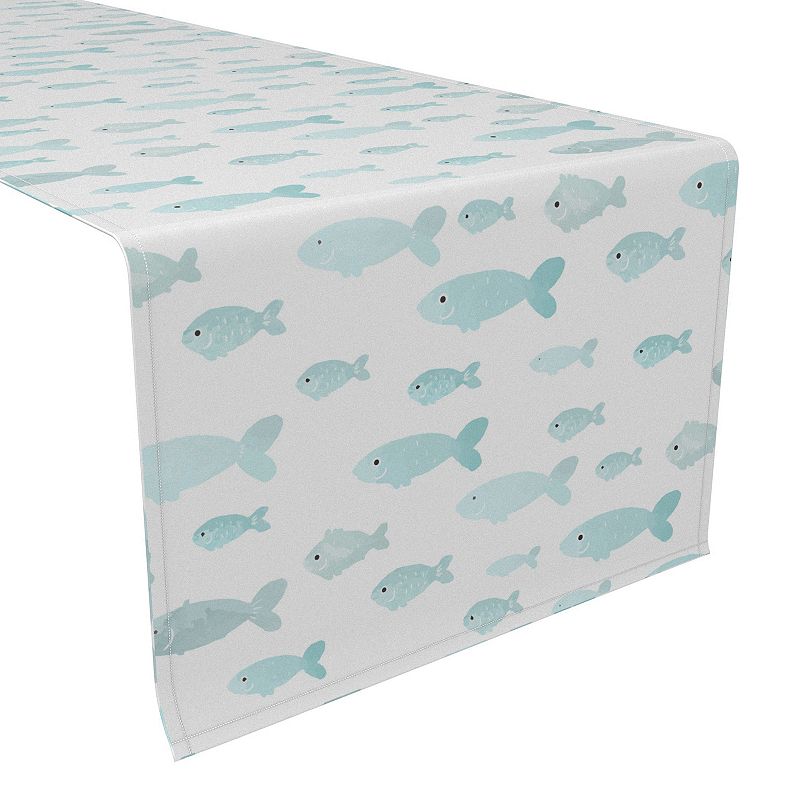 Table Runner， 100% Cotton， 16x90， Underwater Fish