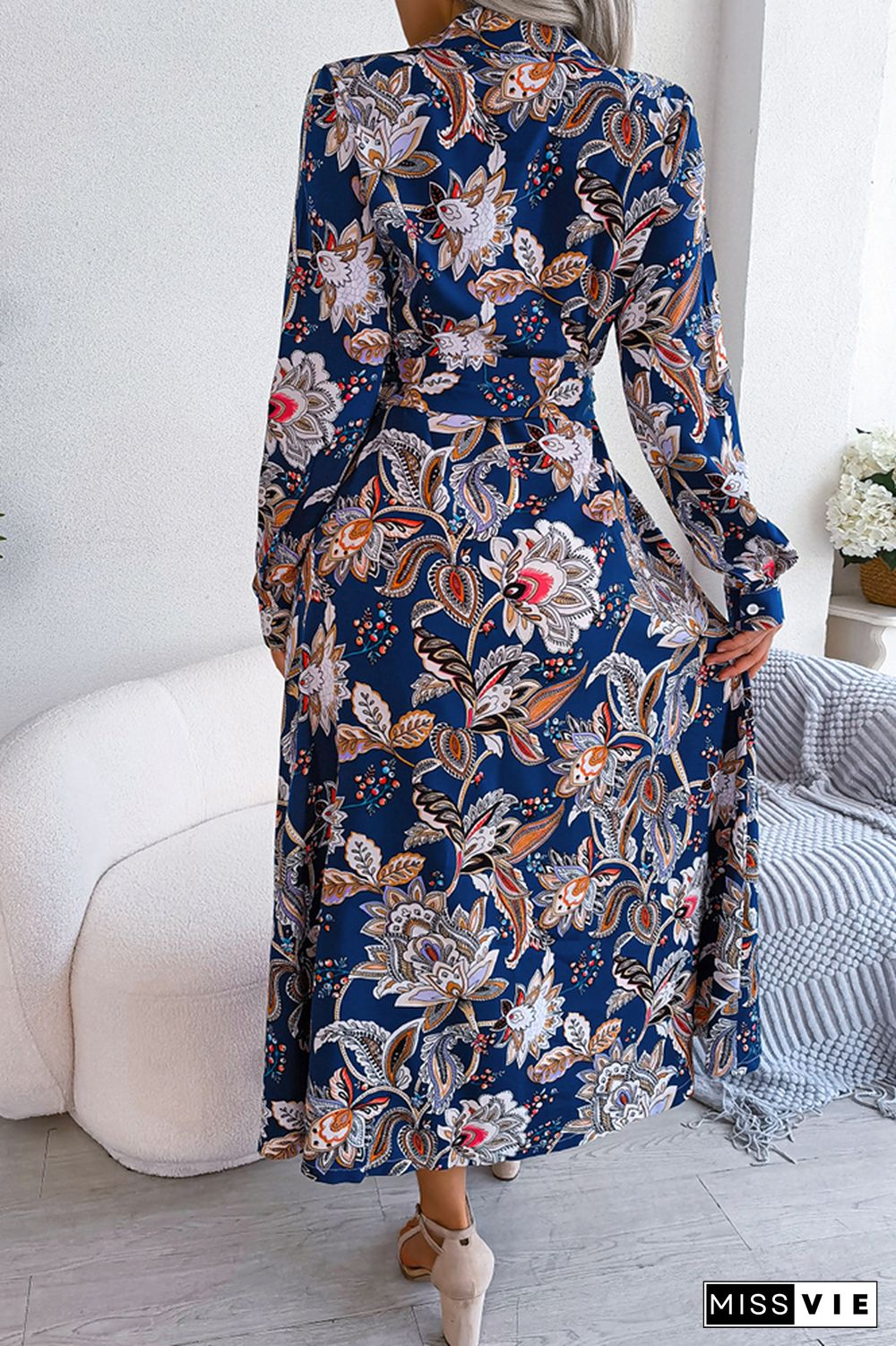 Paisley Floral Printed Button Maxi Dress