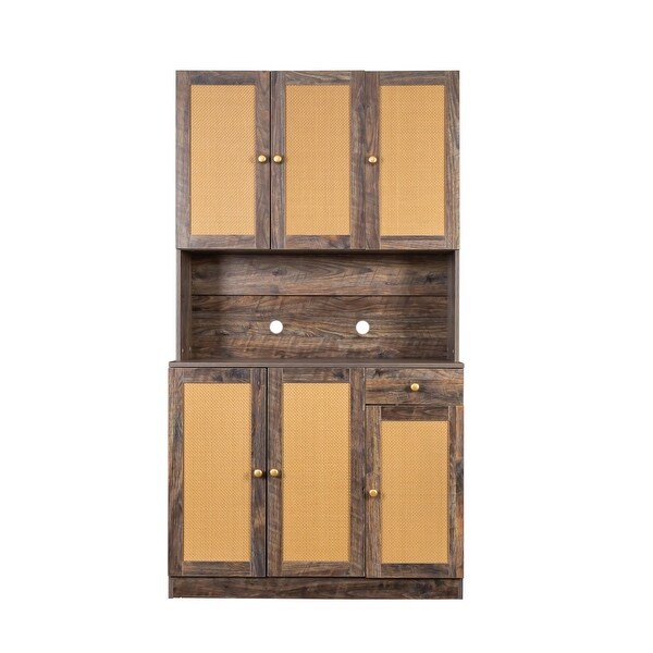 Modern High Wardrobe Cabinet，with 6 Doors，1 Open Shelves and 1 Drawer - - 37310973