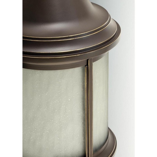 Progress Lighting Ashmore Collection 3 light Post Lantern Antique Bronze Water Seeded Glass Shade